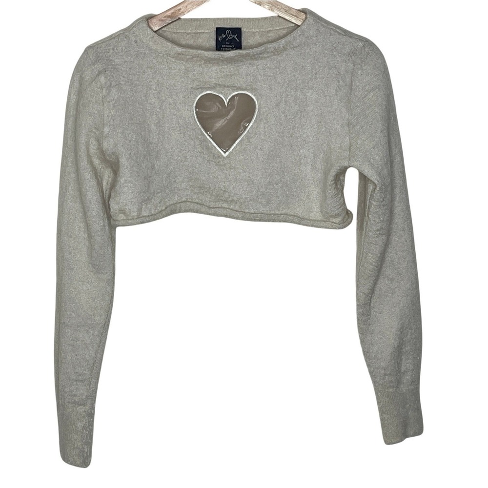 Kiko Mizuhara Opening Ceremony Heart Cutout Cropped Sweater Oatmeal Cream Womens